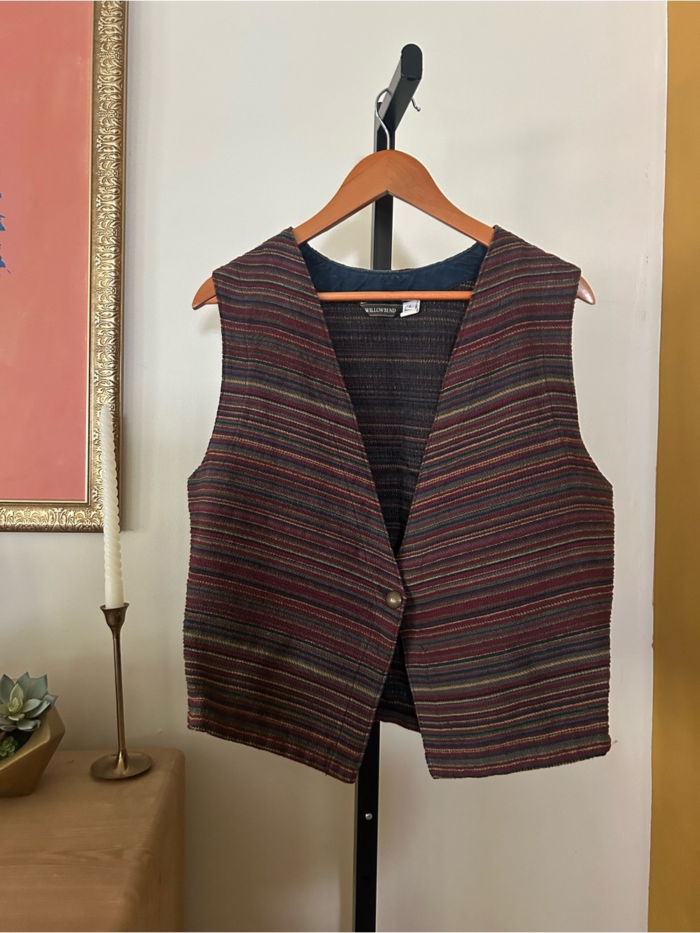 Willowbend Vintage 90s Tapestry Woven Vest Multicolor Western Made in USA Large